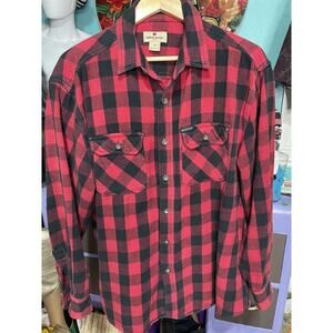 Woolrich Mens Red and Black Lumber jack Plaid Flannel‎ Size Xl